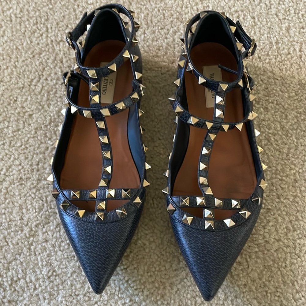 Valentino Rockstud flat Navy size 38
